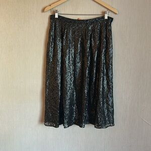 Michael Kors Metallic Lace Skirt size 6 Charcoal Gray/Black